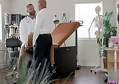 Dr. Brogan gets his face messed up by an epic cumshot!