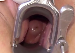 Horny babe showing her pussy insides