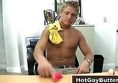 Blonde gay does audtion for porn movie in office