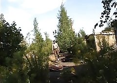 Pervert soldier plays in a lonely place