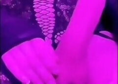 a beautiful femboy with a huge milky penis, thick legs and a toned ass