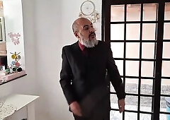 Wife seduces spouse who arrives home tired from work. Romantic Sex