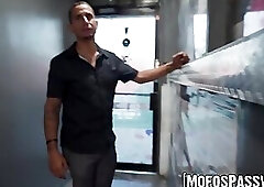 Brenna Mckenna blows and gets her pussy fucked in a grocery store