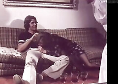 Vintage threesome of sexy busty milf fucked and cummed in mouth by two big cocks