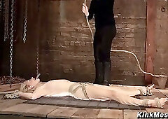 Bella Bends Claire Adams Blonde Rope Bondage Ball Gag Suspension Spank