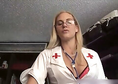 Blonde nurse wife seduces her doctor husband in a steamy medical roleplay