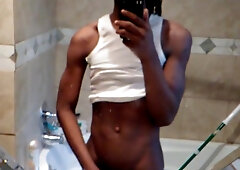 DBlue095's steamy solo session: Black stud bangs a hot tgirl on webcam!