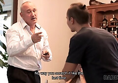 DADDY4K. Naughty brunette makes BFs Step dad happy with banging