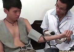 Slim Asian jerking after breeded by medic and anal play