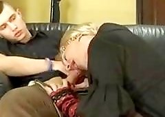 Blonde tranny is eager to suck cock and be fucked