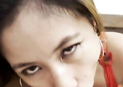That babe begins by sluggishly sucking my dong, then leans down to lick and play with my balls After that that babe takes me unfathomable into her mou