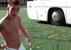 Cute boys handjob outdoor