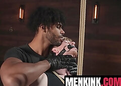 Jesse Stone is bound in rope unable to resist Tony Genius tormenting