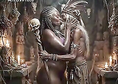[AI Generated] an afro village witch doctor from Ghana and Nigeria bangs older black hot Nigerian grand ma raw