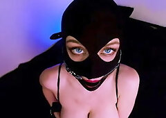 Busty Girl Fingering Pussy, Titfuck and Sucking Dildo to Huge Facial