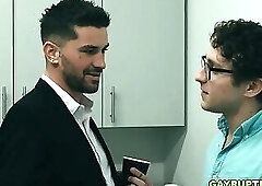 Calvin takes Dale and Chris cock inside his mouth