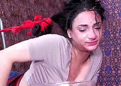 Violet Sky bound teen is cum covered