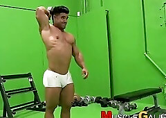 Santi Aragon Lifting Weights and Sexy Posing-Muscle Gallery