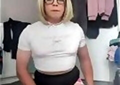 Big dildo riding, sissygasm and cumshot