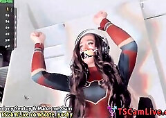 Hawt and concupiscent tranny Kate Yoshy enjoying a token powered Lovense masturbator untill ejaculation on web camera, part five