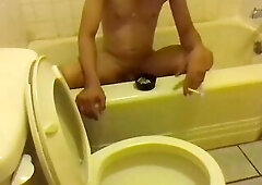Pissing In The Water closet During the time that Standing On The Bathtub