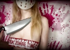 Showing off hot Halloween cosplay