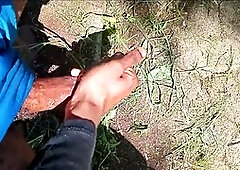 Masturbating and ejaculating on footpaths through the forest