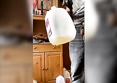 Pissing compilation - super hawt tea jug and bucket pissing and a extraordinary public elevated fence pole void urine