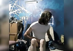 Trying on different shirts and likewise some skirts then there is some anal play using a chair leg bolted to the floot and likewise the business end o