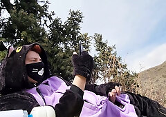 Catboy Moans In The Mountains And Masturbates