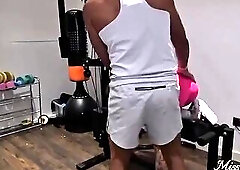 Miss Crude screws Calvin in a sexy gym session part 1