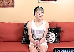 Twink Chris Summers strokes his thick cock to climax