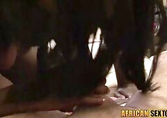 Horny African teen blowjob and tit job before she enjoyed hardcore sex by perverted big cock boyfriend Big ass black teen swallowed big cock and gave 