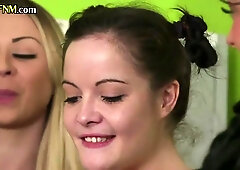 Cfnm Dom Babes And Milf Jerk Guy Cock In Group Session