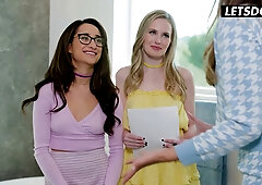 Isabella Nice, Gizelle Blanco and Scarlett Sage entwine in a softcore bedroom kiss fest