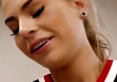 Hawt blond Sydney Cole is doing interracial hardcore scene with Jax Slayher. Sydney has injured her knee. Jax the ebony doctor cures her with his larg