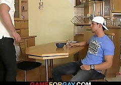 Swarthy dude seduces him into gay sex