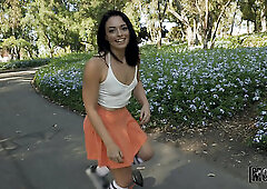 Cute Slim Brunette Teen Performed a Perfect Dick Riding In Exchange For a Skateboard Riding Lesson