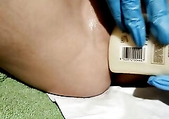 I LOVE TO BE BANGED BY A LARGE BOTTLE,MY SNATCH IT STILL HURTS ,close up view