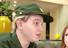 Army man lets another man fuck his gf in front of him