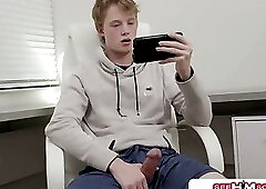 Jimmy Michaels Milks His Shaved Cock Until Load Covers His Chest!