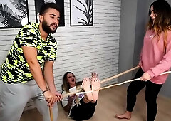 Kinky amateur teens enjoying a wild foot fetish threesome