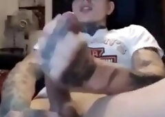 Latin tattoo biggest cock cumshot