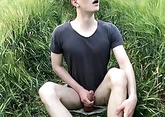 Twink Almost Caught Cumming In Field