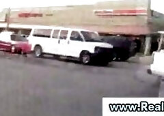 Guy jerks off by car at parking