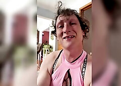 Transgender eats cum from her vagina