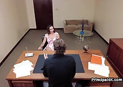 Hispanic housewife cheats with principal
