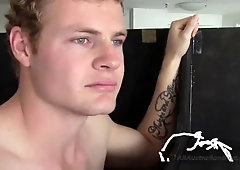 Blonde man slut sucks a wang at the glory hole