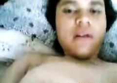 Malay overweight lady making clip for her BF