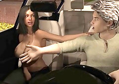 Sizzling wifey shows off her big boobs in public